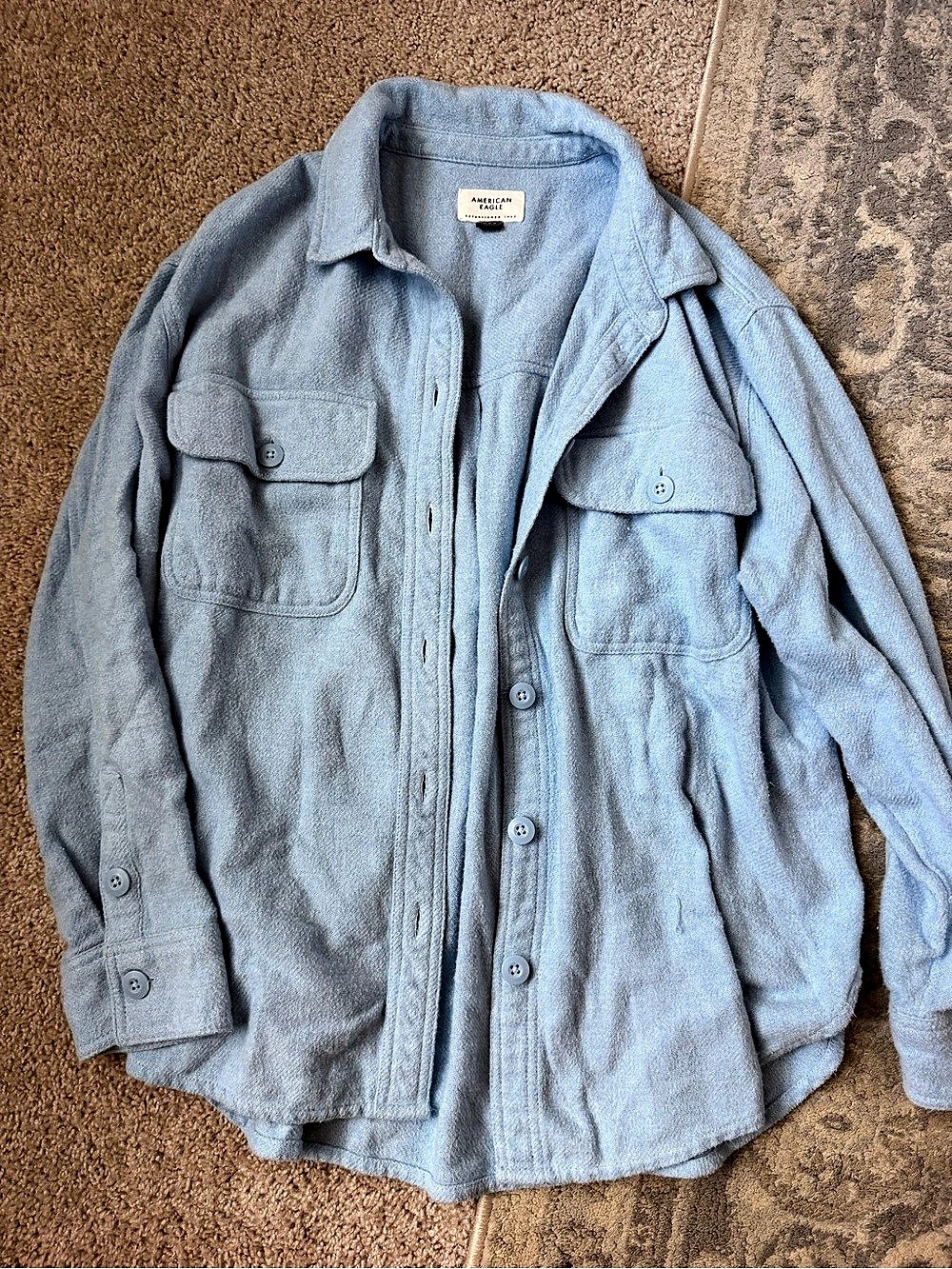 American Eagle Oversized Fleece & Love Shacket Blue Small